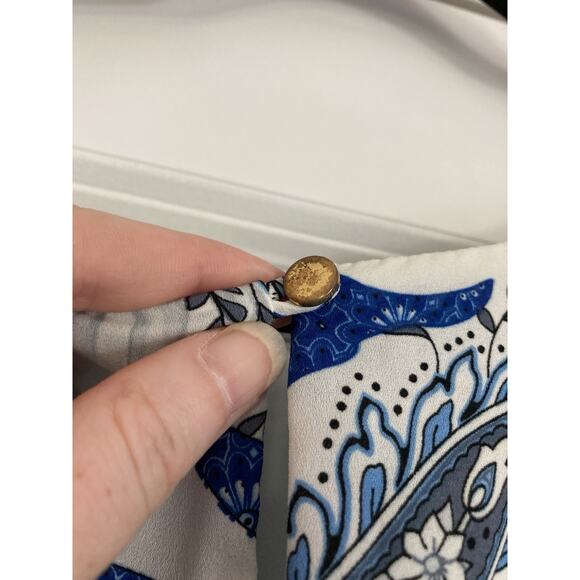 SPENSE Floral Sleeveless Handkerchief Hem Chiffon Tunic Top Plus Size 3X Blue - Picture 6 of 8